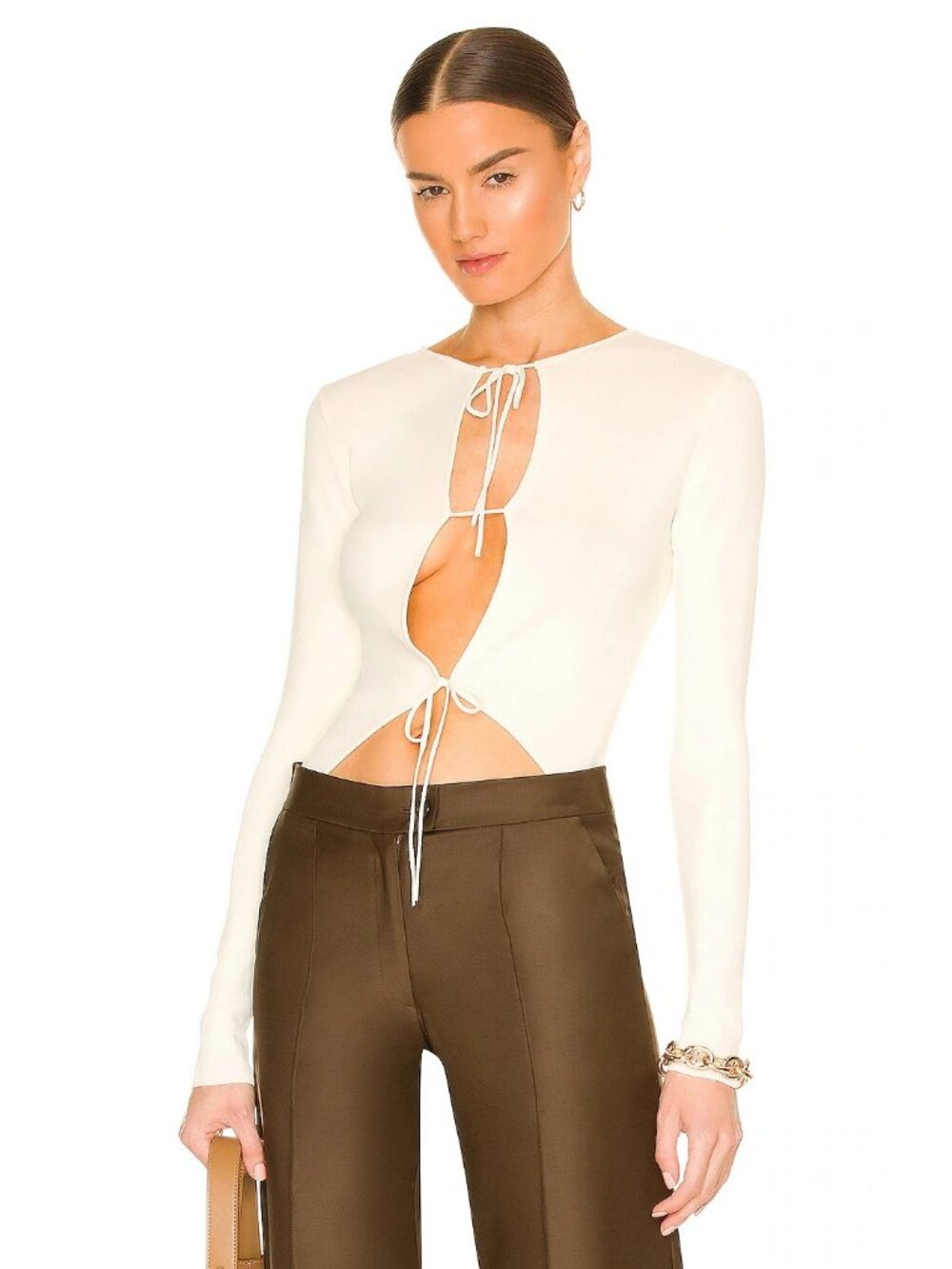 Aya Muse Forio Bodysuit in Off White Long Sleeve